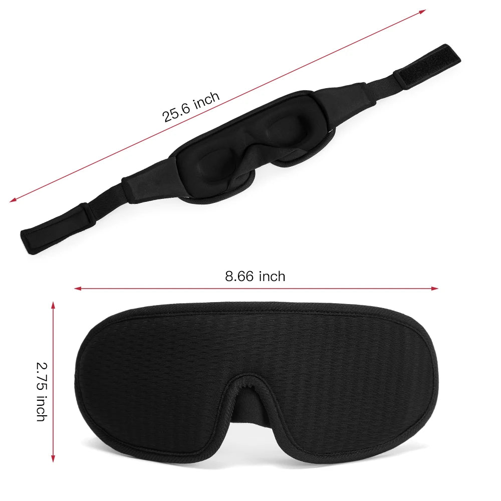 Padded sleep mask designed to block out light for comfortable, uninterrupted sleep.