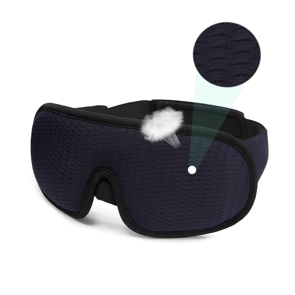Padded sleep mask designed to block out light for comfortable, uninterrupted sleep.