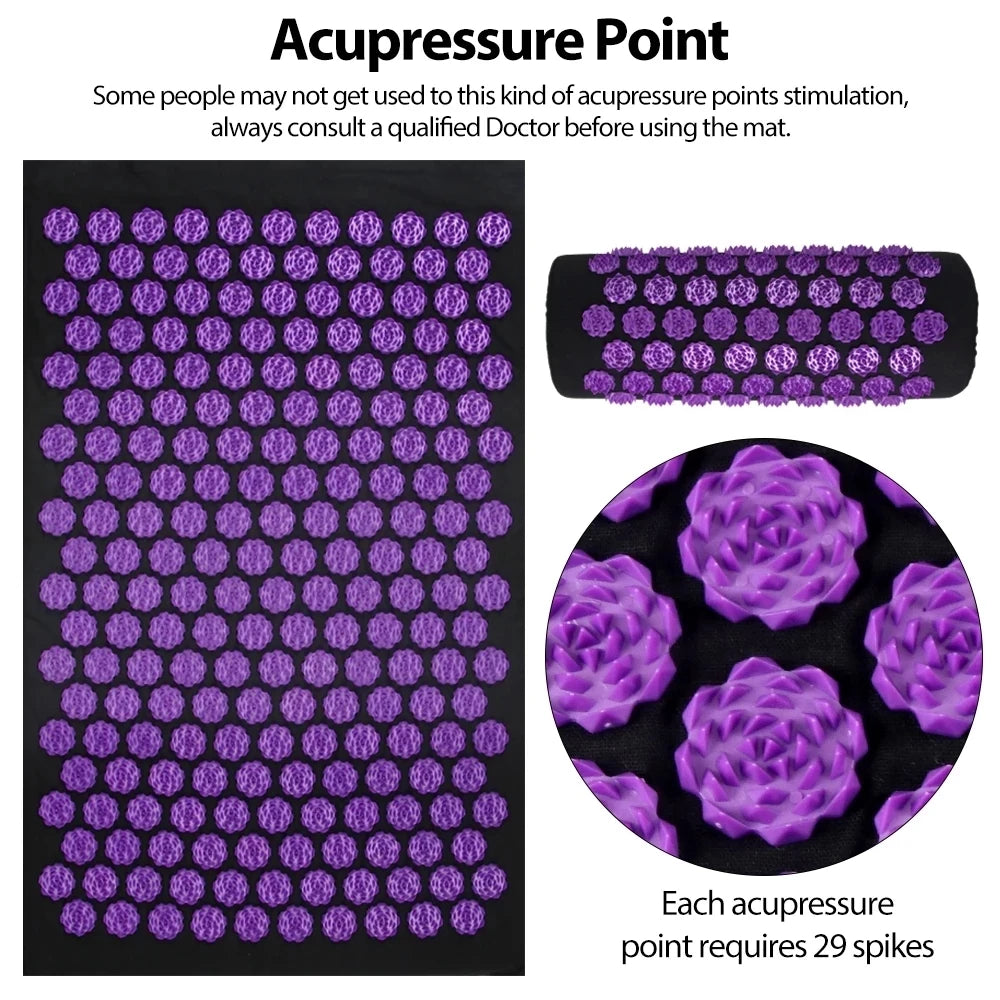Acupressure Yoga Mat & Spiked Cushion – Full-Body Relief and Foot Massage.