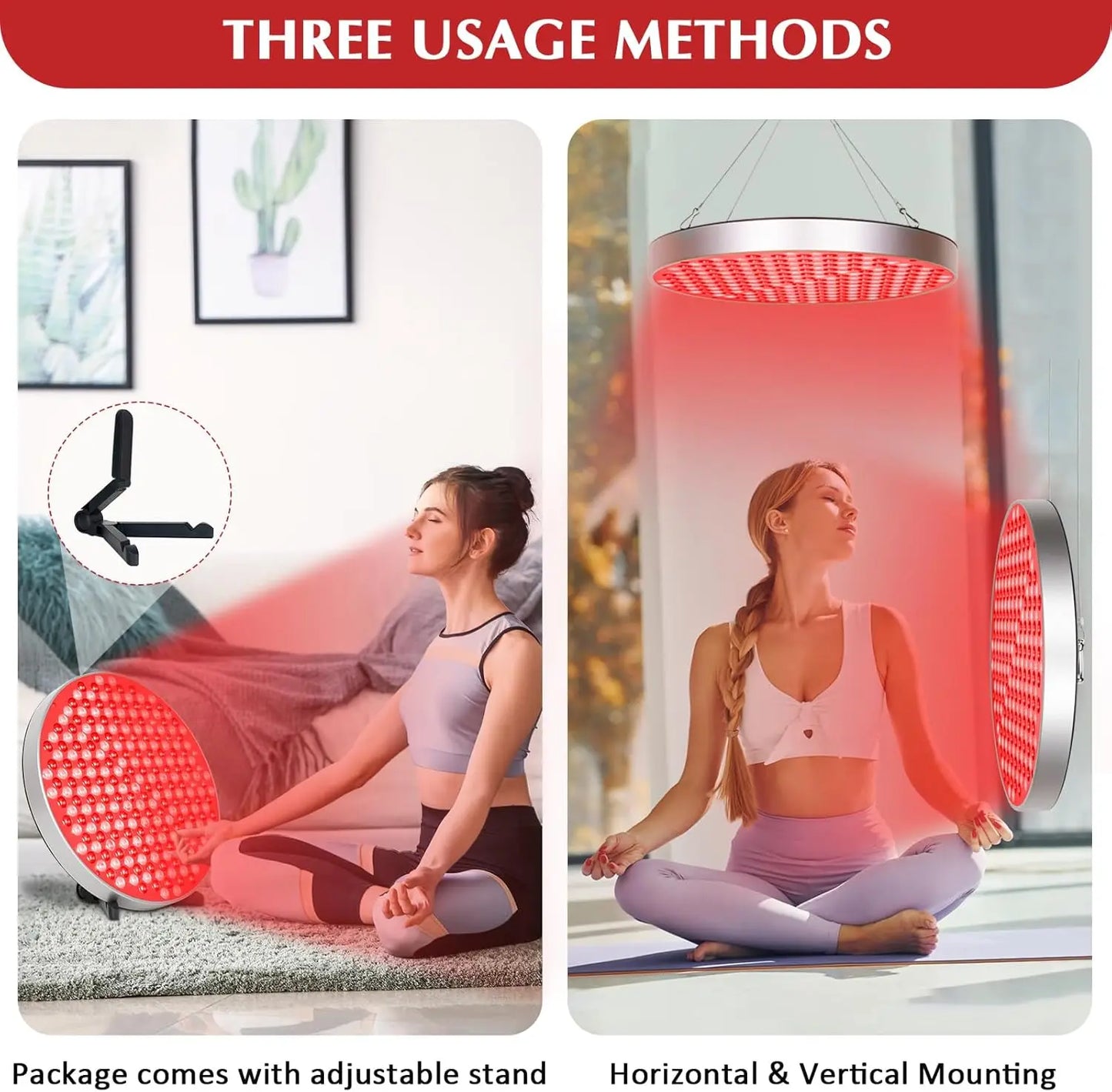 Red Light Therapy LED Lamp with Stand – 660 & 850nm for Pain Relief and Skin Care.