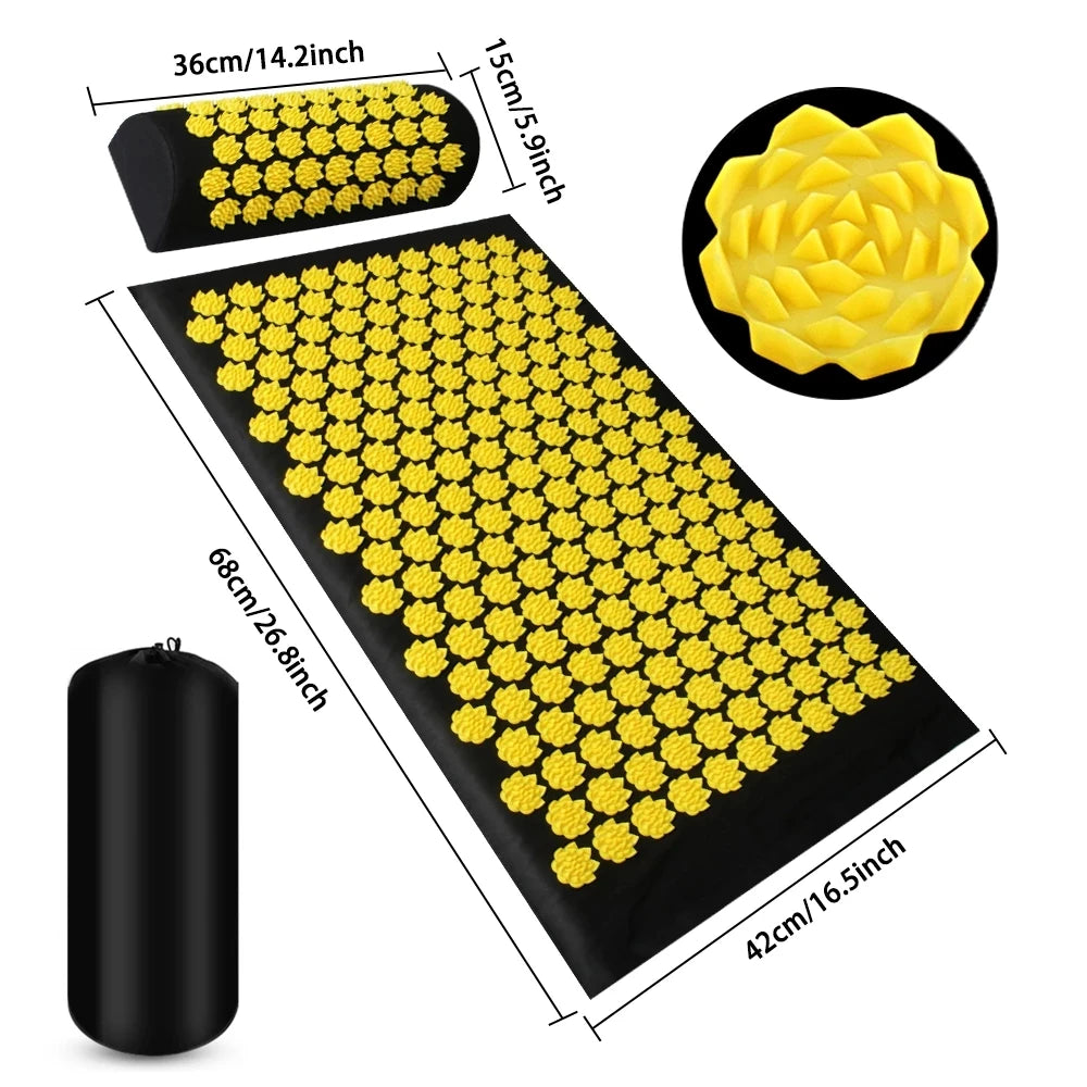 Acupressure Yoga Mat & Spiked Cushion – Full-Body Relief and Foot Massage.
