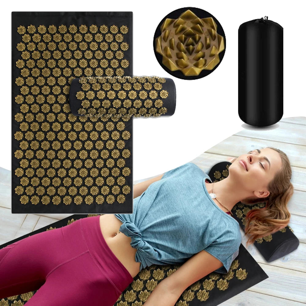 Acupressure Yoga Mat & Spiked Cushion – Full-Body Relief and Foot Massage.