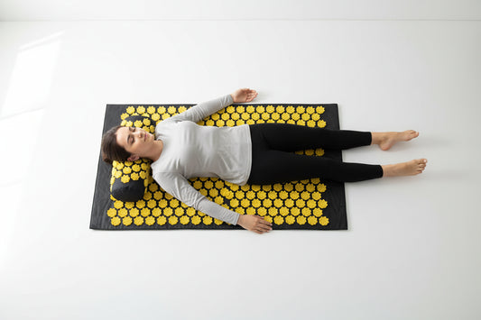Acupressure Yoga Mat & Spiked Cushion – Full-Body Relief and Foot Massage.